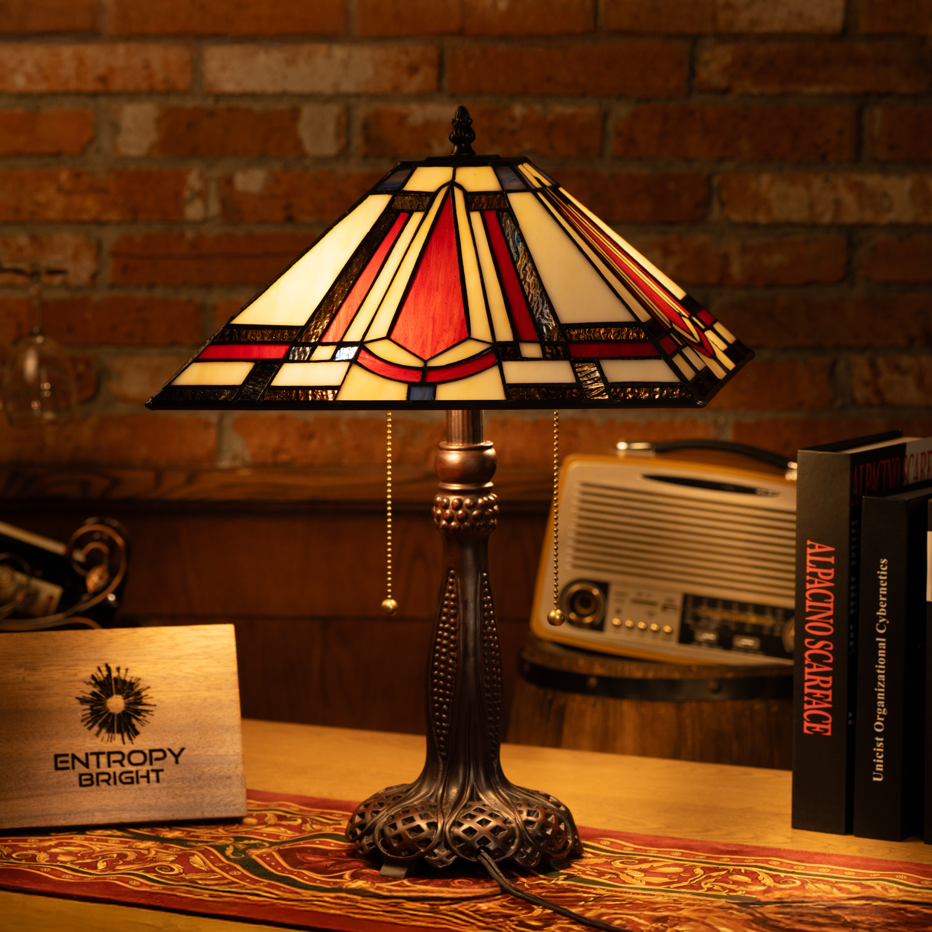 Amber Striped Elegance Tiffany Lamp