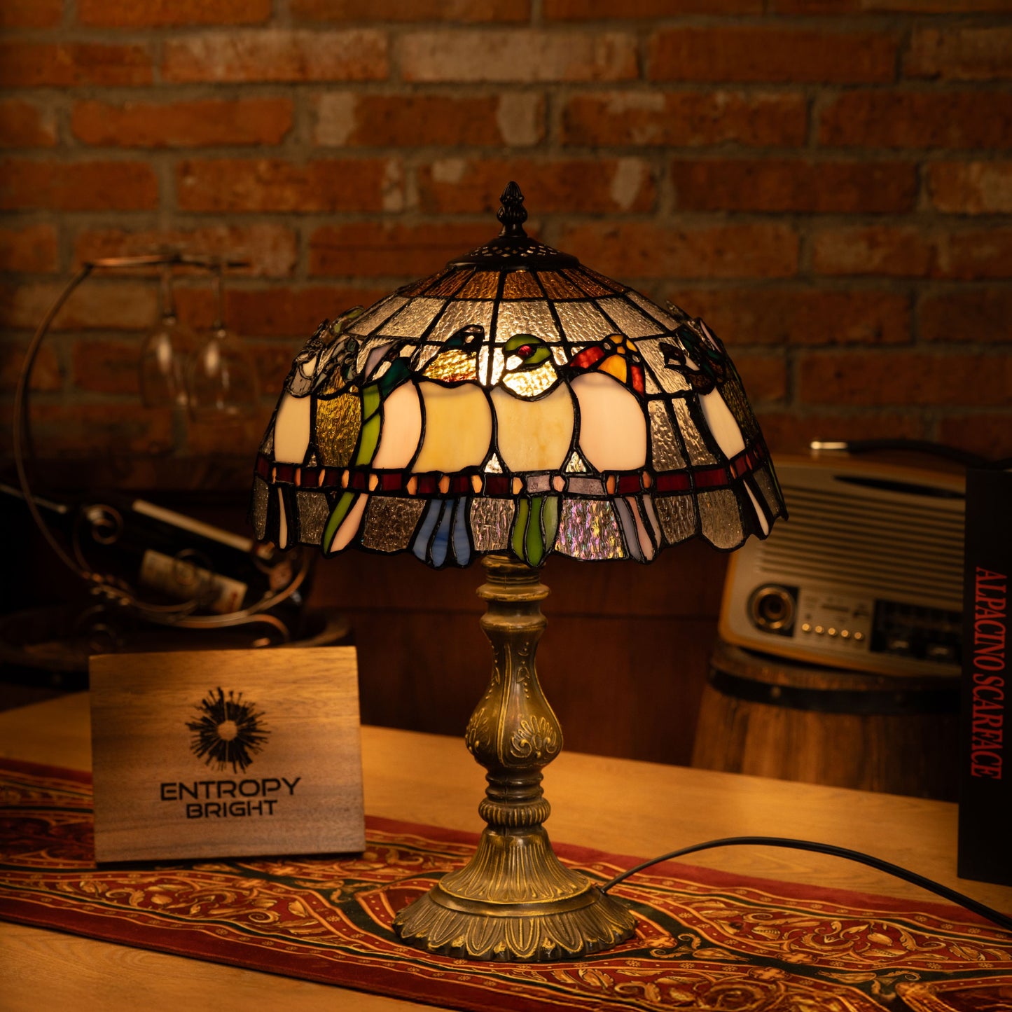 Radiant Ember Bloom Tiffany Table Lamp