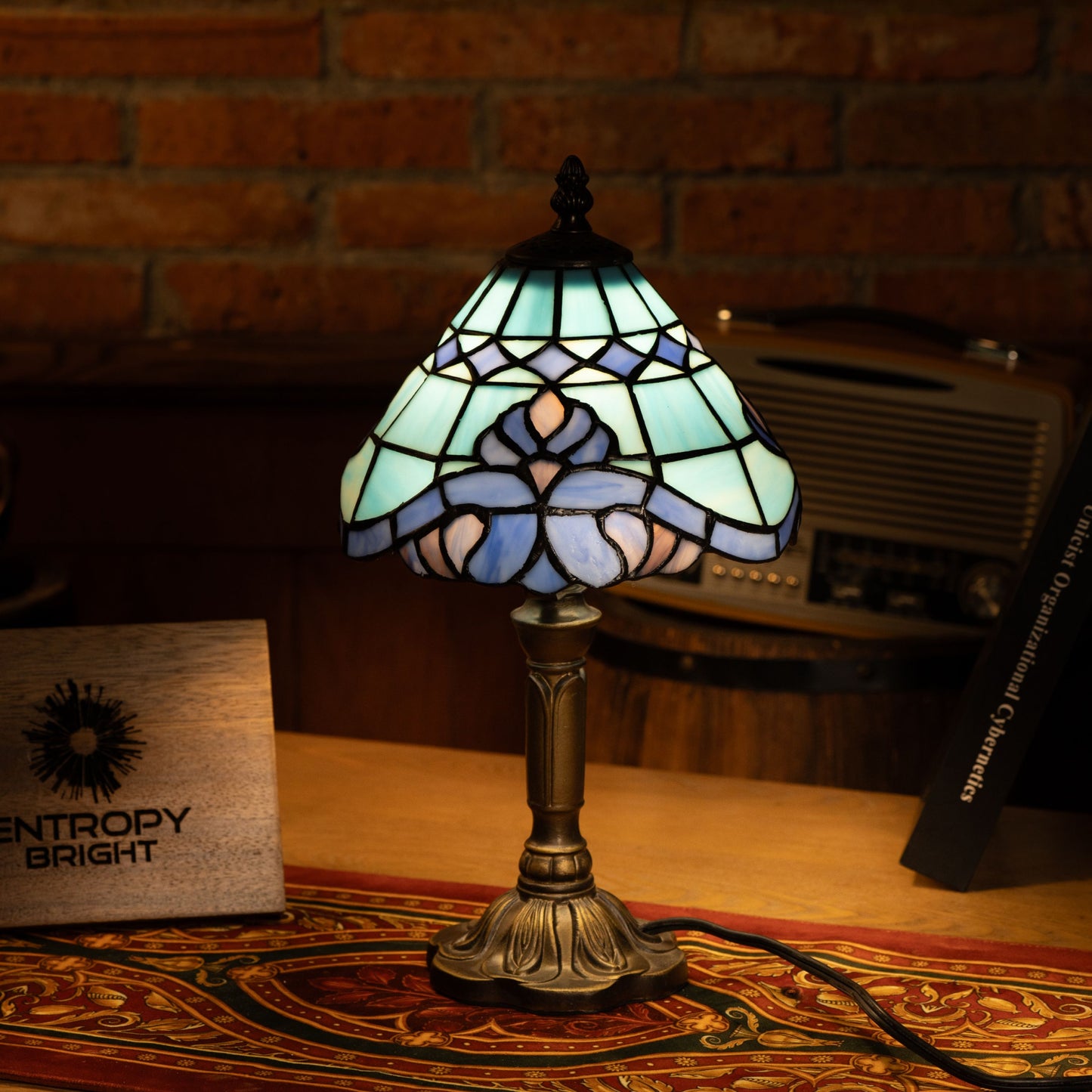 Azure Wave Bloom Tiffany Table Lamp