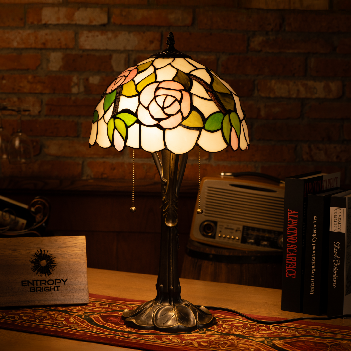 Rose Garden Glow Tiffany Table Lamp