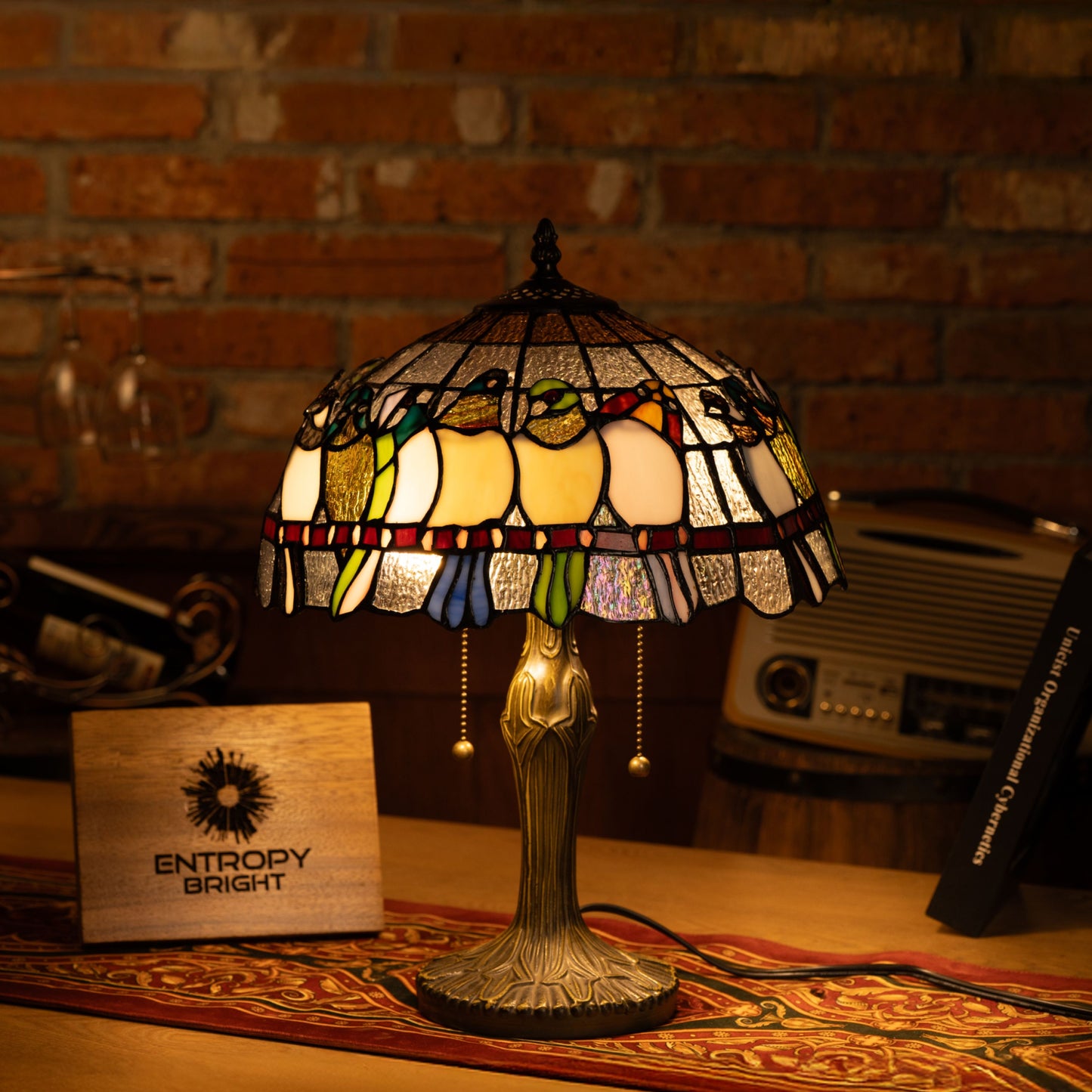 Radiant Ember Bloom Tiffany Table Lamp