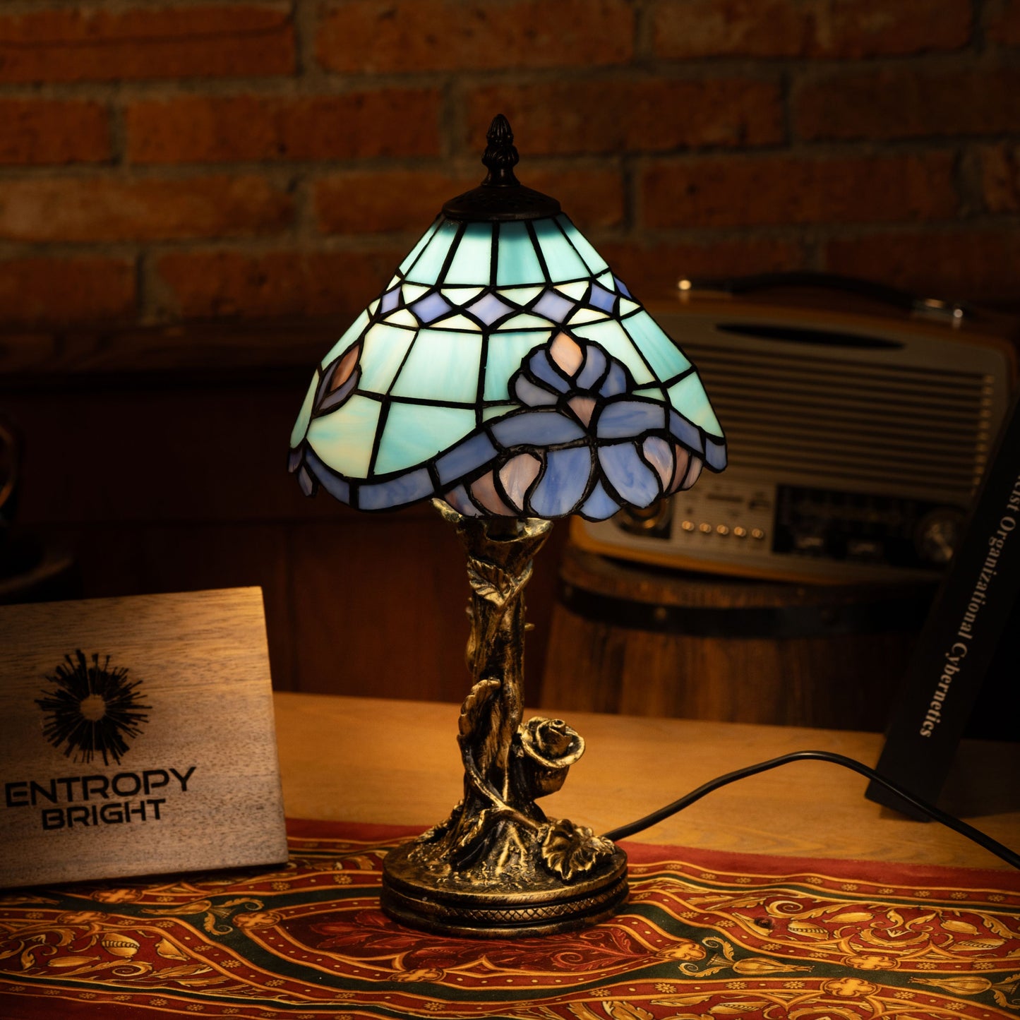 Azure Wave Bloom Tiffany Table Lamp