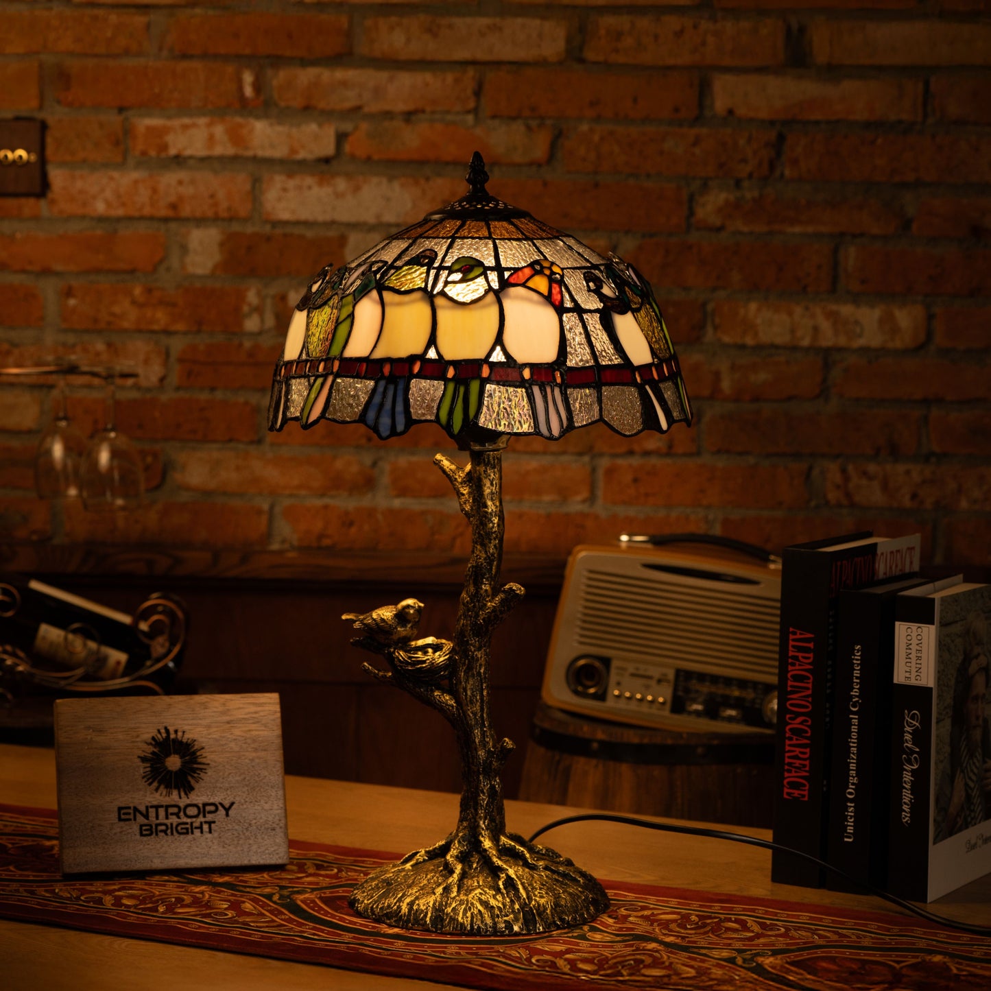 Radiant Ember Bloom Tiffany Table Lamp