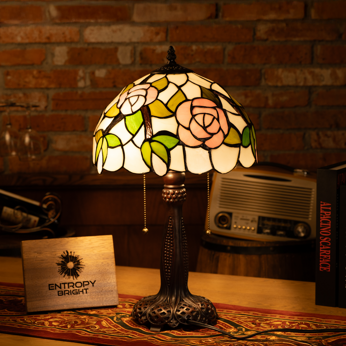 Rose Garden Glow Tiffany Table Lamp