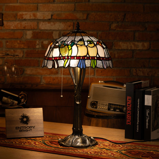 Radiant Ember Bloom Tiffany Table Lamp