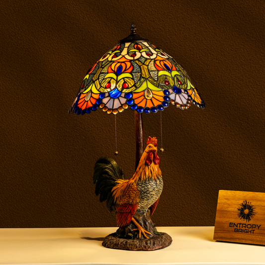 Rooster Sunrise Tiffany Table Lamp
