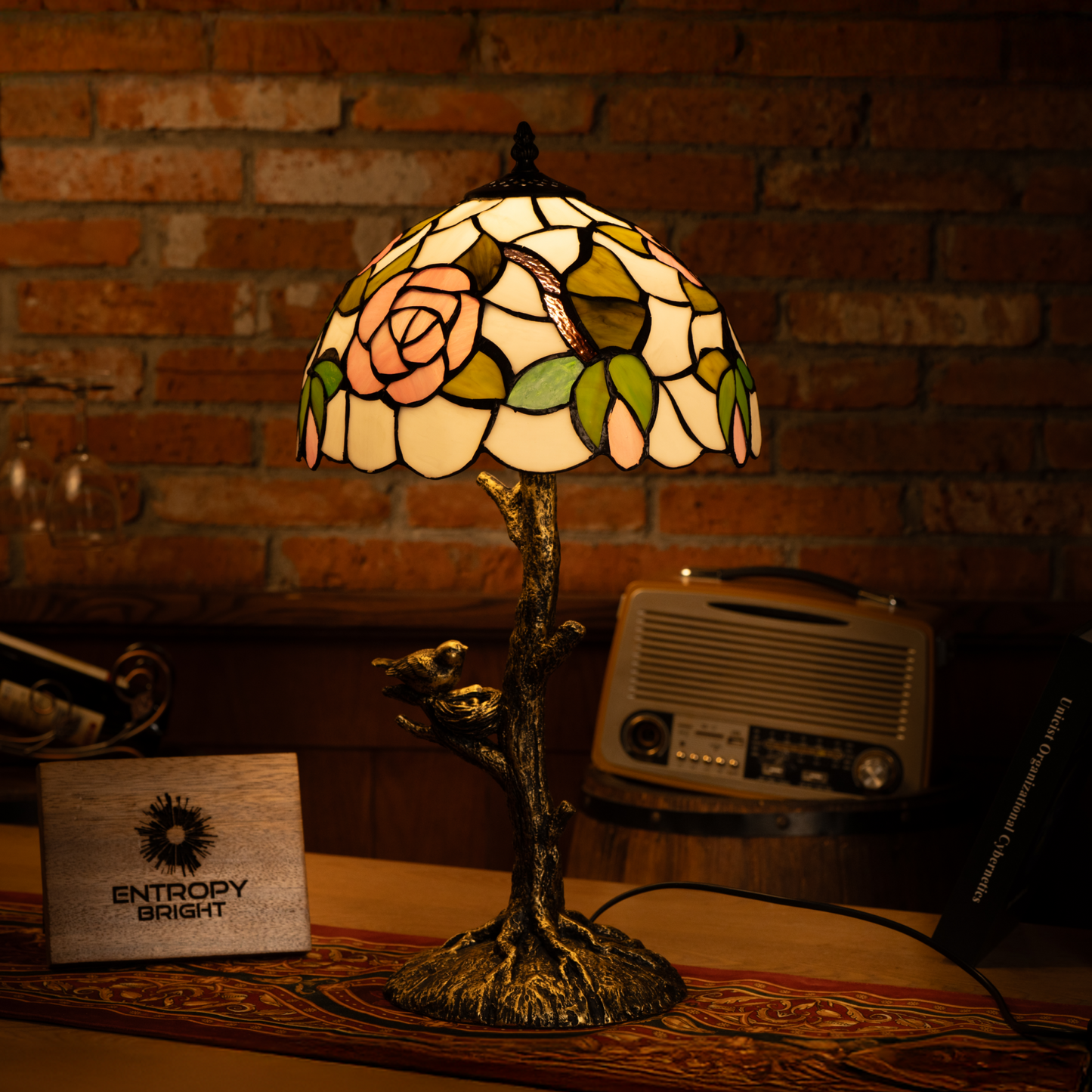 Rose Garden Glow Tiffany Table Lamp