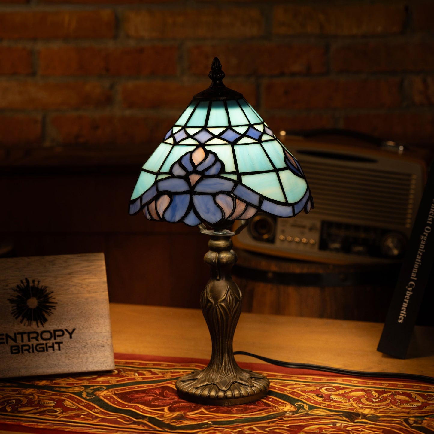 Azure Wave Bloom Tiffany Table Lamp