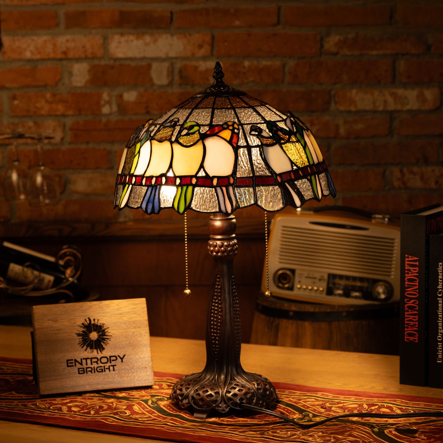 Radiant Ember Bloom Tiffany Table Lamp