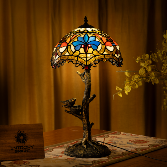 Blue Petal Grove Tiffany Table Lamp