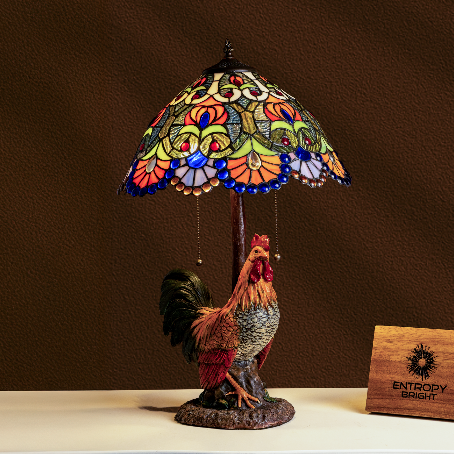 Rooster Sunrise Tiffany Table Lamp