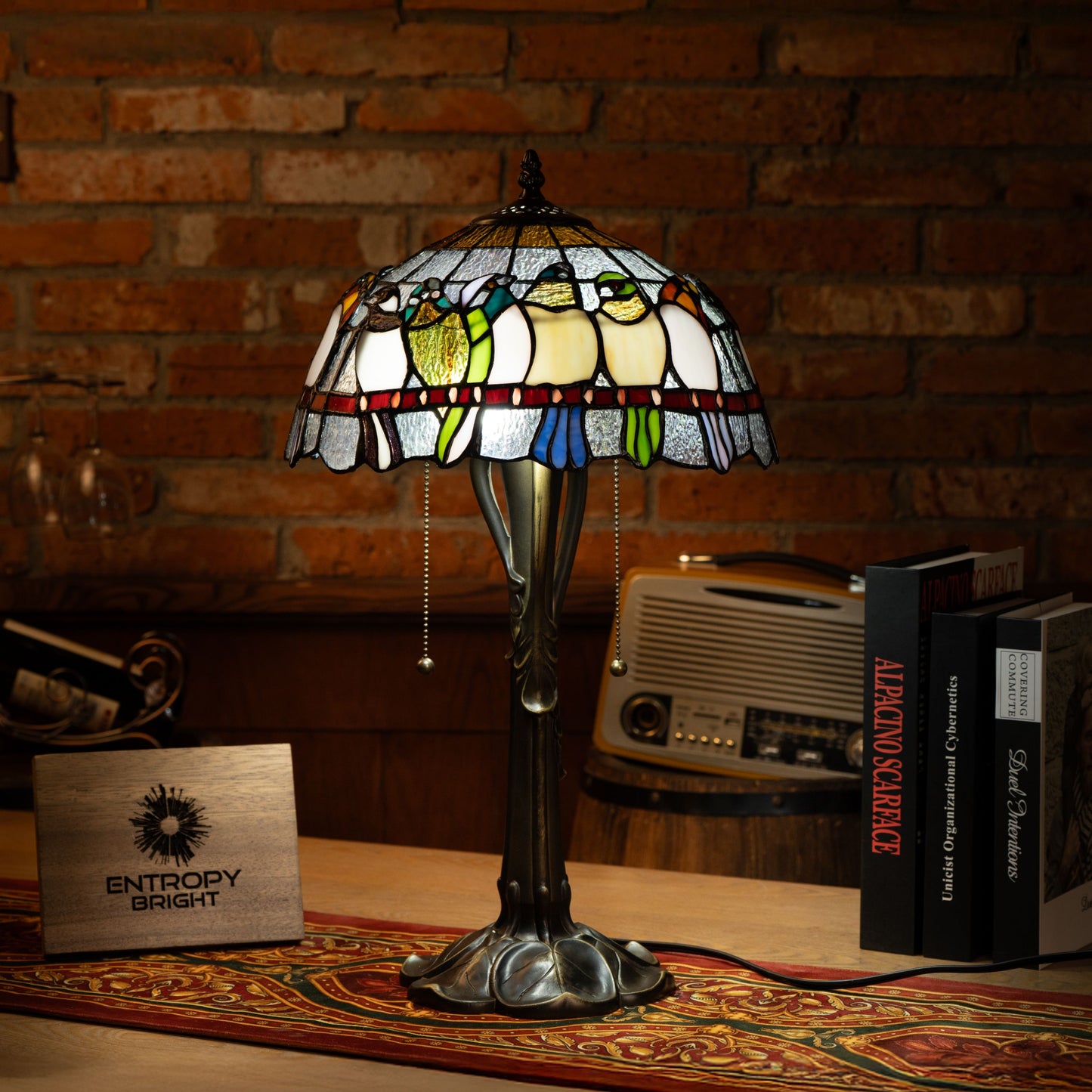 Radiant Ember Bloom Tiffany Table Lamp