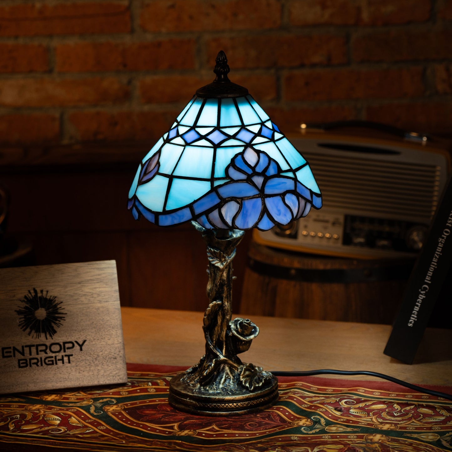 Azure Wave Bloom Tiffany Table Lamp