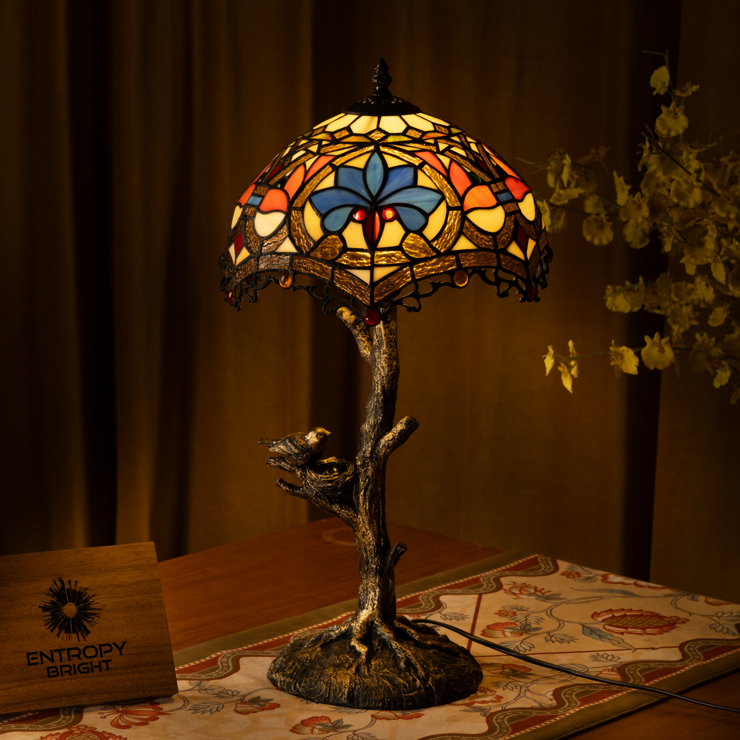 Blue Petal Grove Tiffany Table Lamp