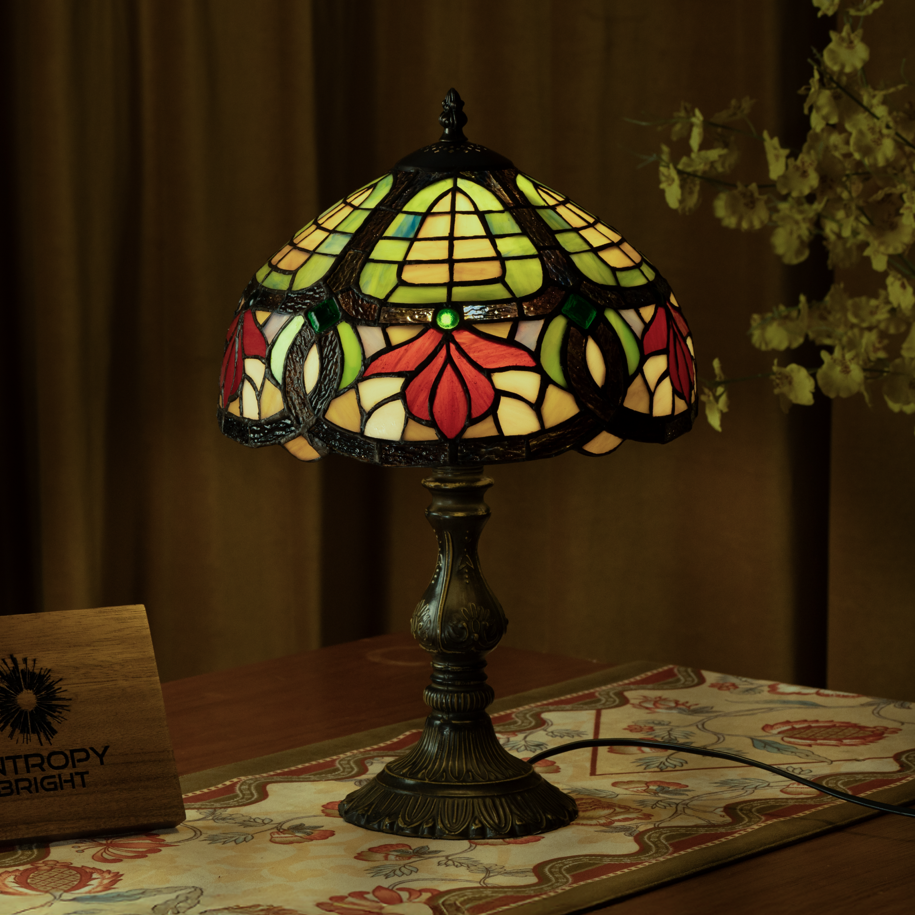 Crimson Bloom Tiffany Table Lamp