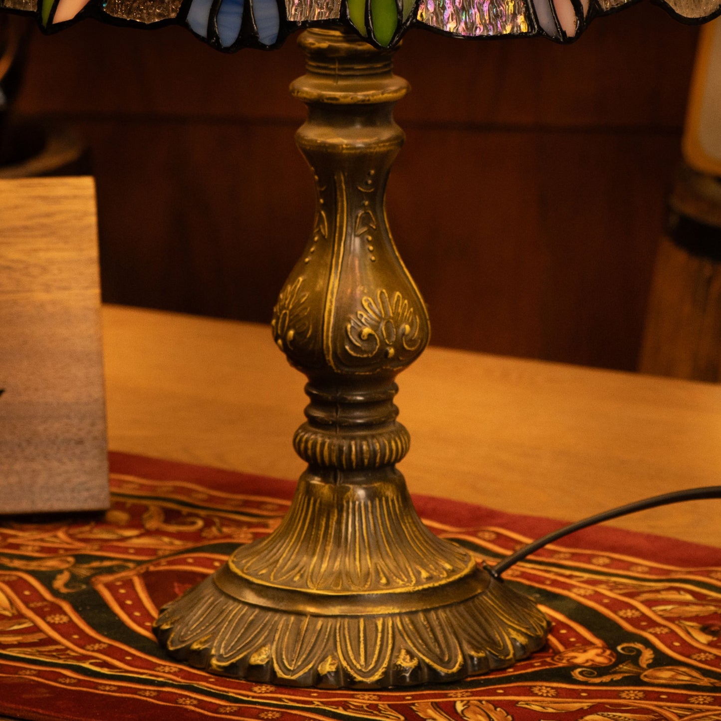 Radiant Ember Bloom Tiffany Table Lamp