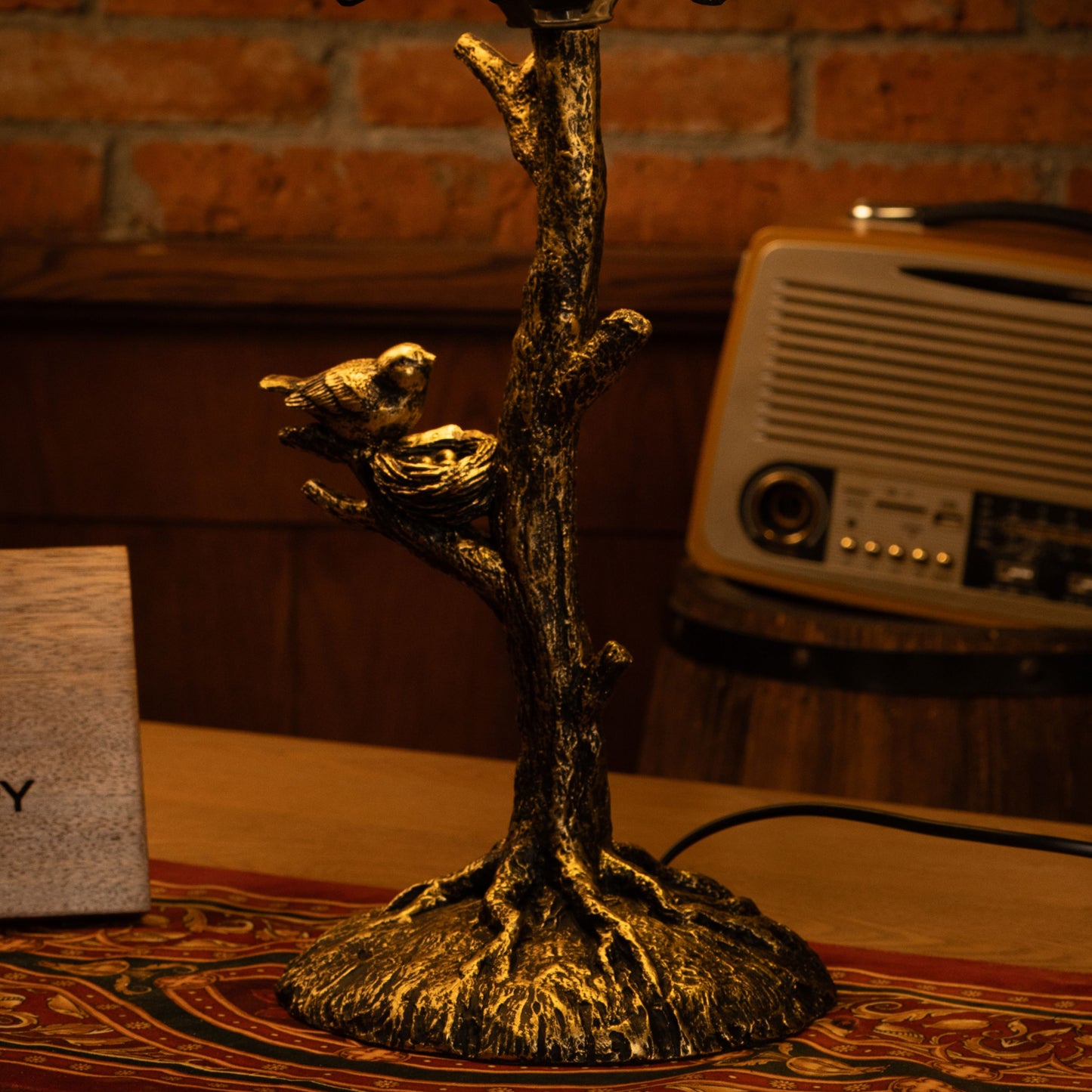 Radiant Ember Bloom Tiffany Table Lamp