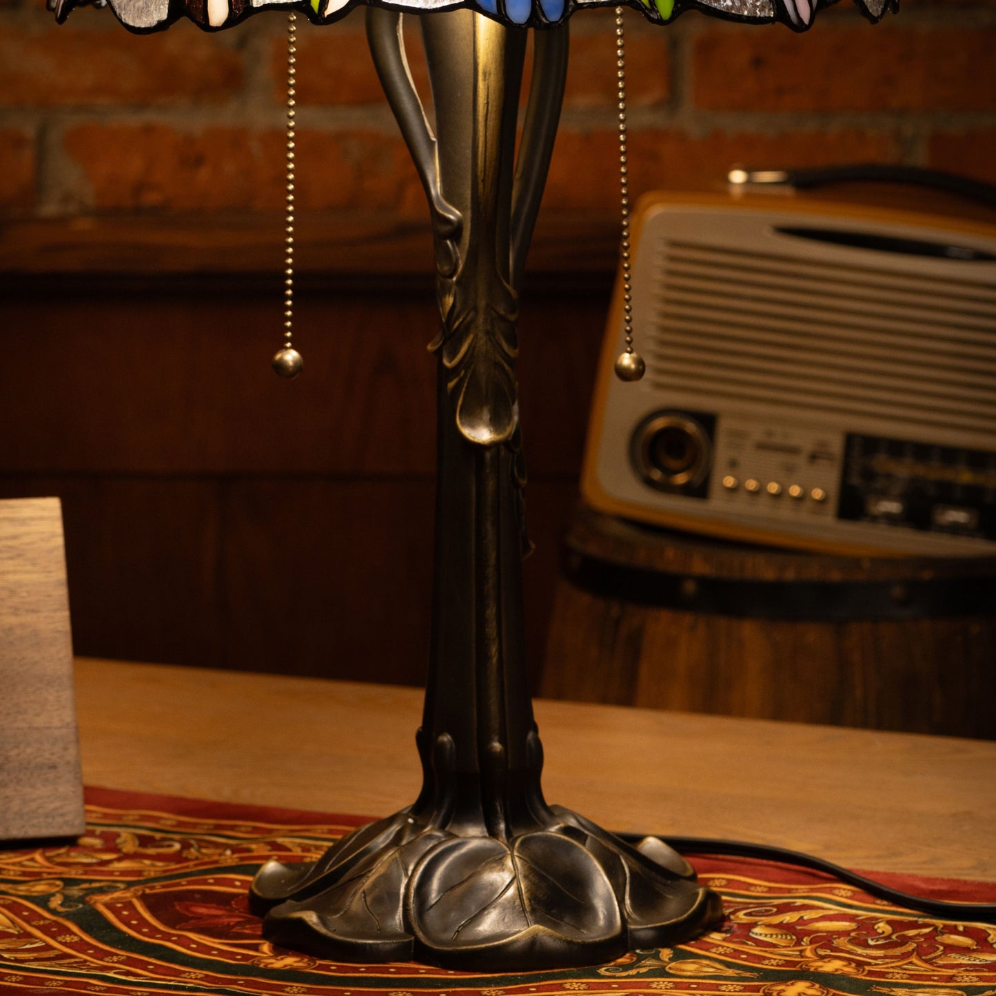 Radiant Ember Bloom Tiffany Table Lamp