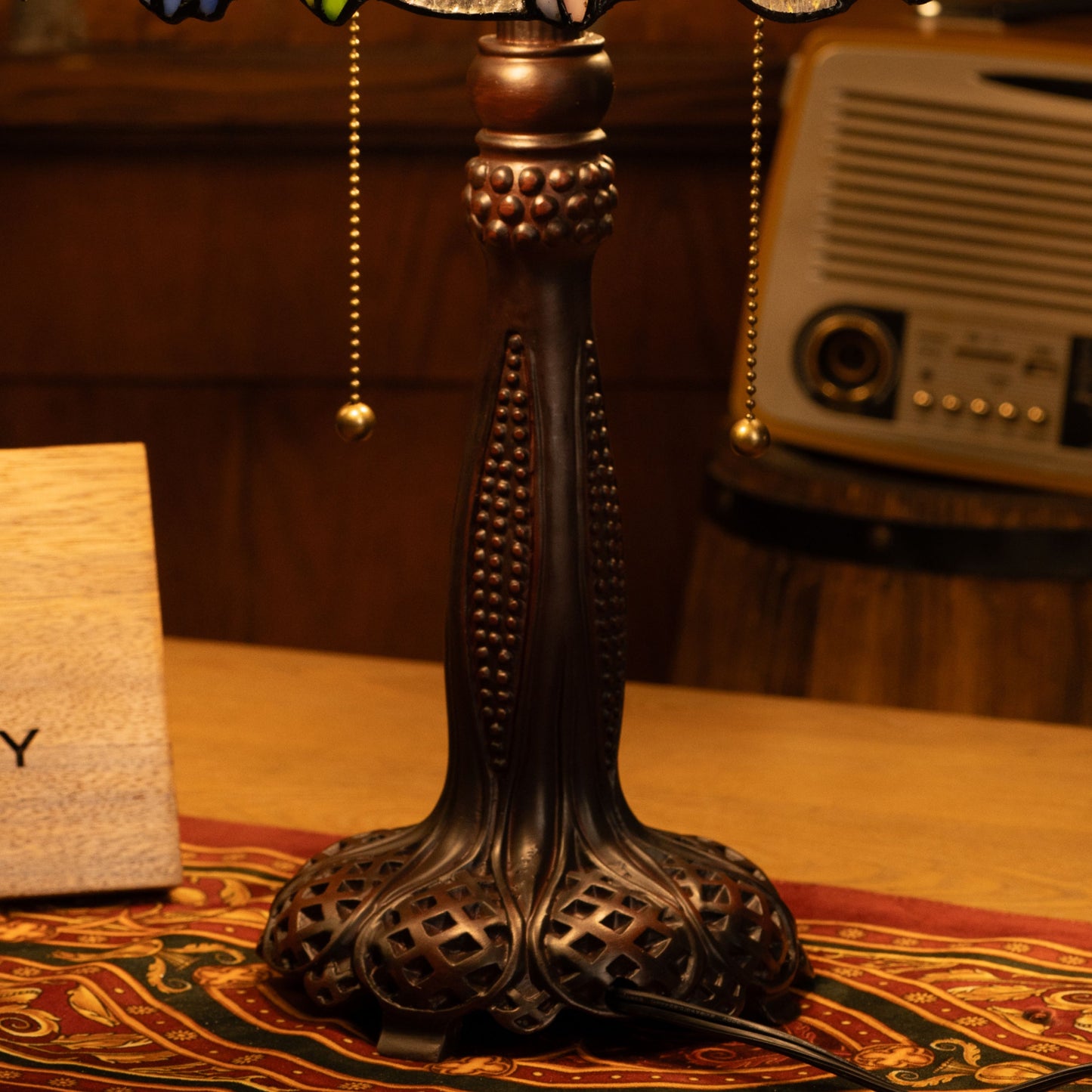 Radiant Ember Bloom Tiffany Table Lamp