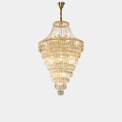 Lustre en cristal doré surdimensionné 