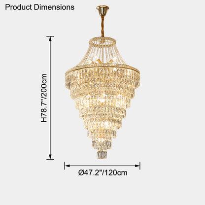Lustre en cristal doré surdimensionné 