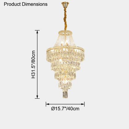 Lustre en cristal doré surdimensionné 