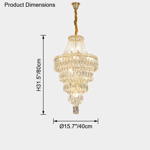 Lustre en cristal doré surdimensionné 