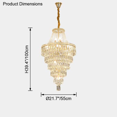 Lustre en cristal doré surdimensionné 