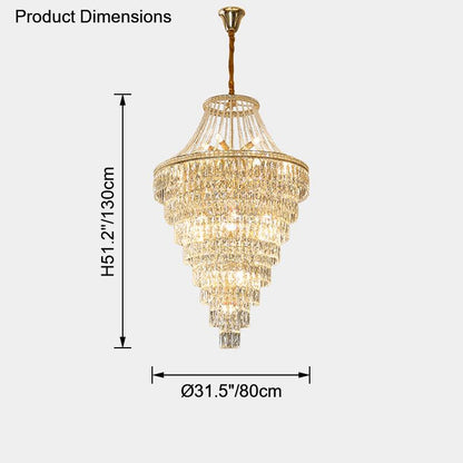 Lustre en cristal doré surdimensionné 