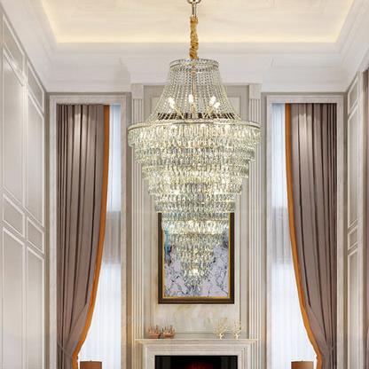 Lustre en cristal doré surdimensionné 
