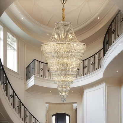 Lustre en cristal doré surdimensionné 