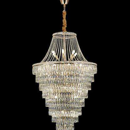 Lustre en cristal doré surdimensionné 