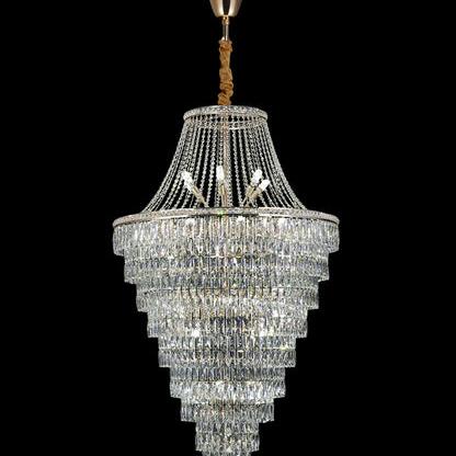 Lustre en cristal doré surdimensionné 