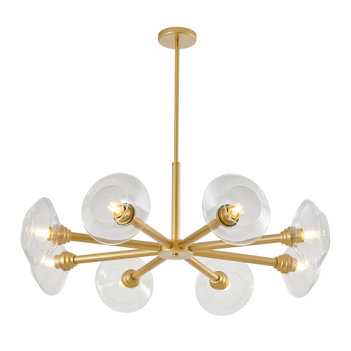 Modern Gold Sputnik Chandelier with Clear Glass Shades (Bulb Not Included)