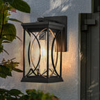 14"(H) 1-pack Black Outdoor Wall Lantern with Crackled Glass (Bulb Not Included)