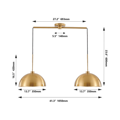 41" Industrial Modern Copper Double Pendant Light – Sleek &amp; Adjustable Elegance