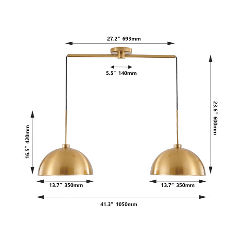 41" Industrial Modern Copper Double Pendant Light – Sleek &amp; Adjustable Elegance