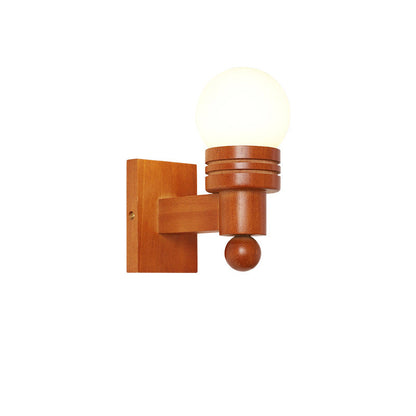 Vintage Wood Beam Glass Ball Wall Sconce – Elegant and Classic Lighting