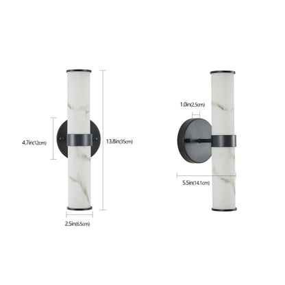 Modern Marble-Effect Wall Sconces – Set of 2