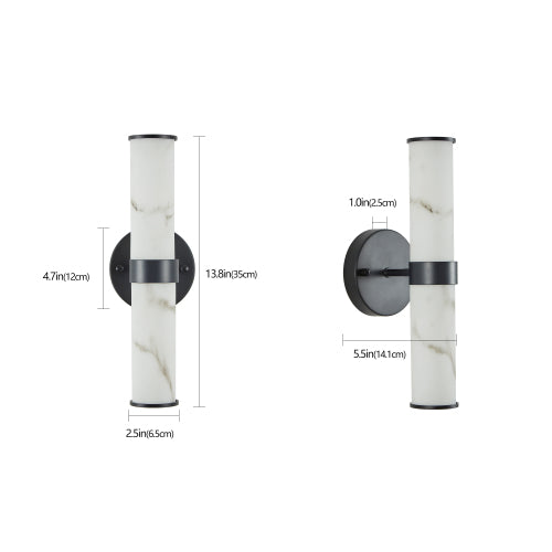 Modern Marble-Effect Wall Sconces – Set of 2