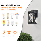 14"(H) 1-pack Black Outdoor Wall Lantern with Crackled Glass (Bulb Not Included)
