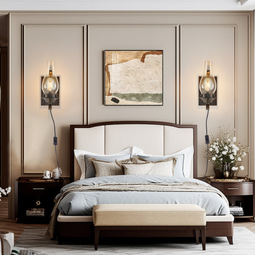 Rustic Farmhouse Wall Sconce Set – Vintage Charm &amp; Versatile Lighting