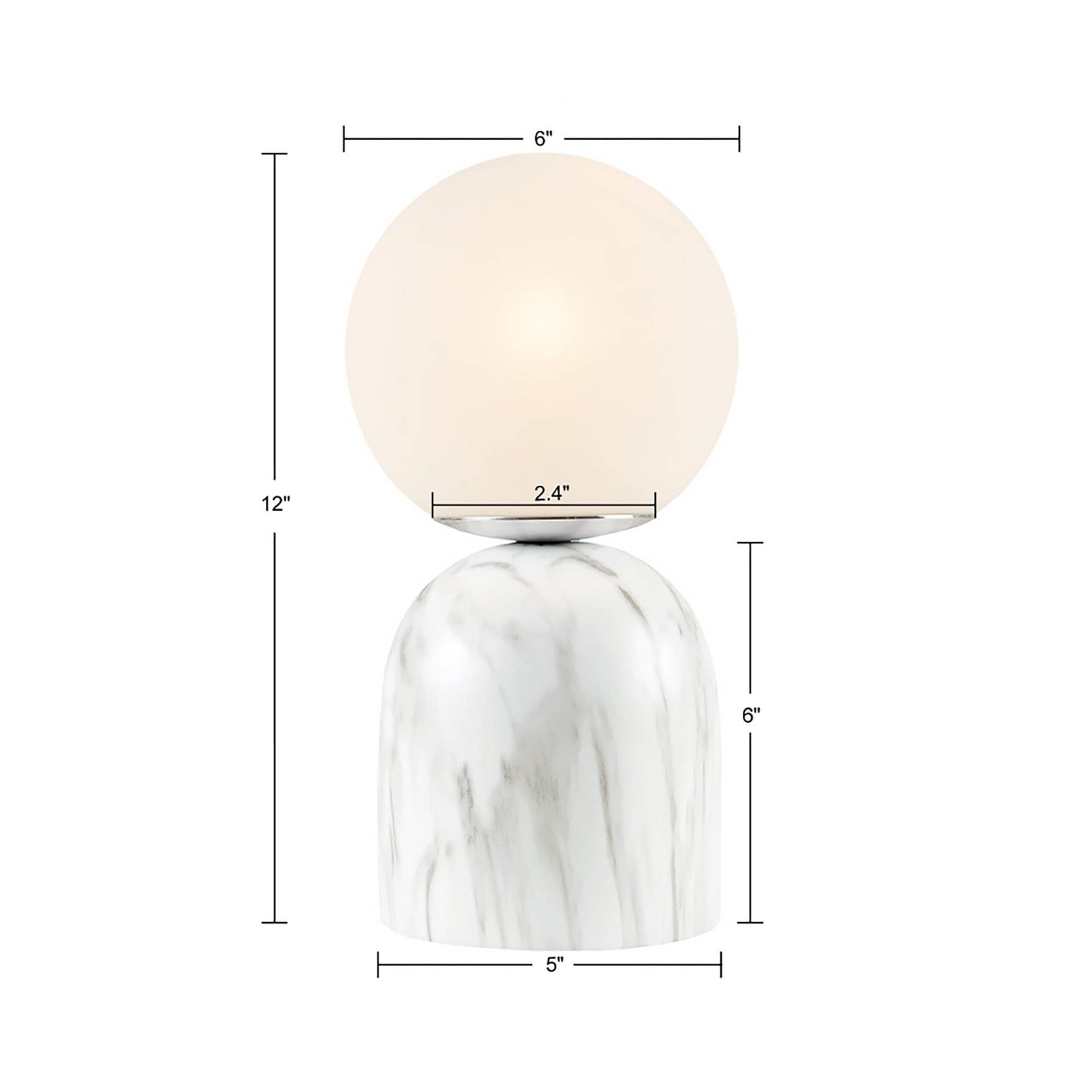 Wholesale White Glass Globe Resin Decorative Accent Table Lamp