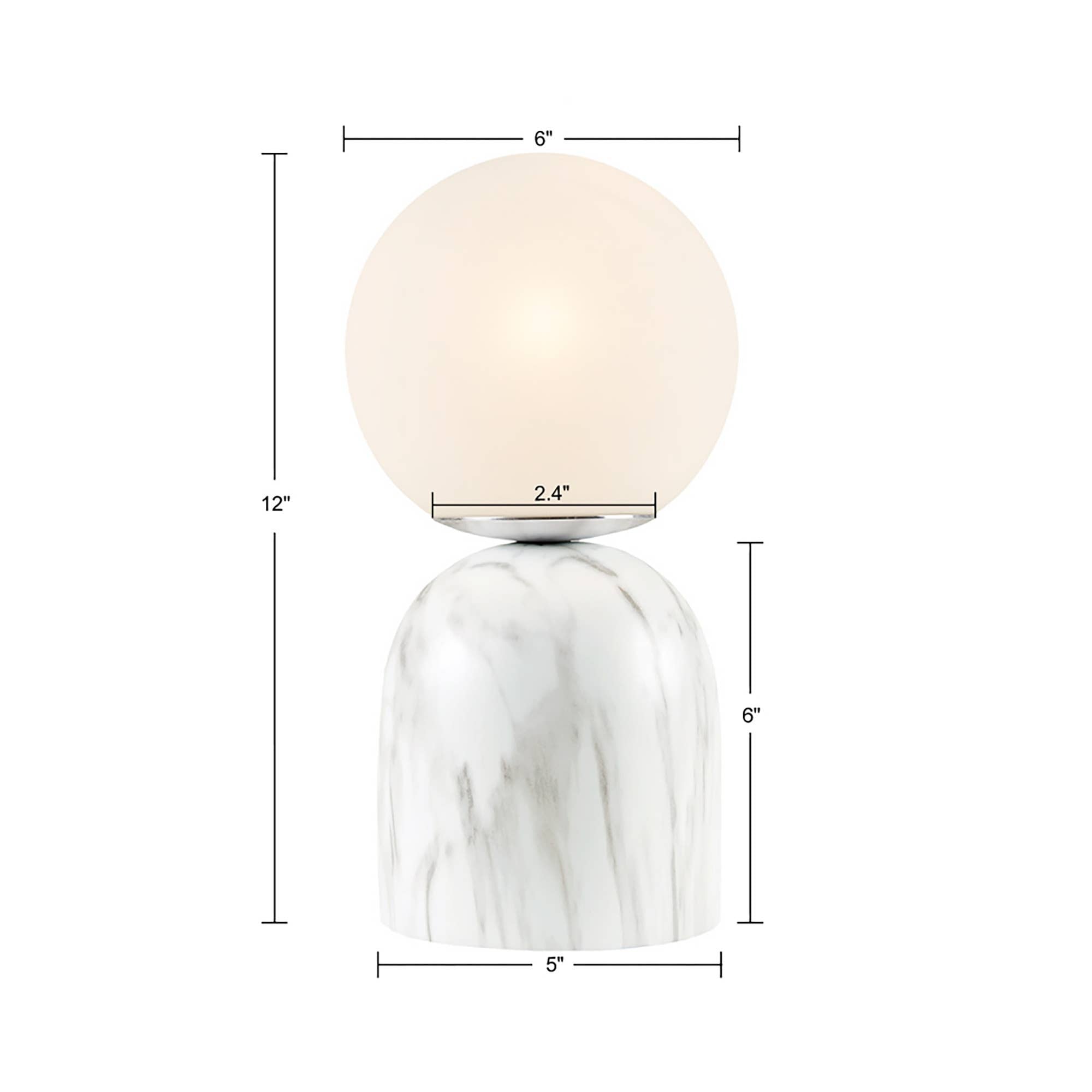 Wholesale White Glass Globe Resin Decorative Accent Table Lamp