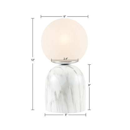 Wholesale White Glass Globe Resin Decorative Accent Table Lamp