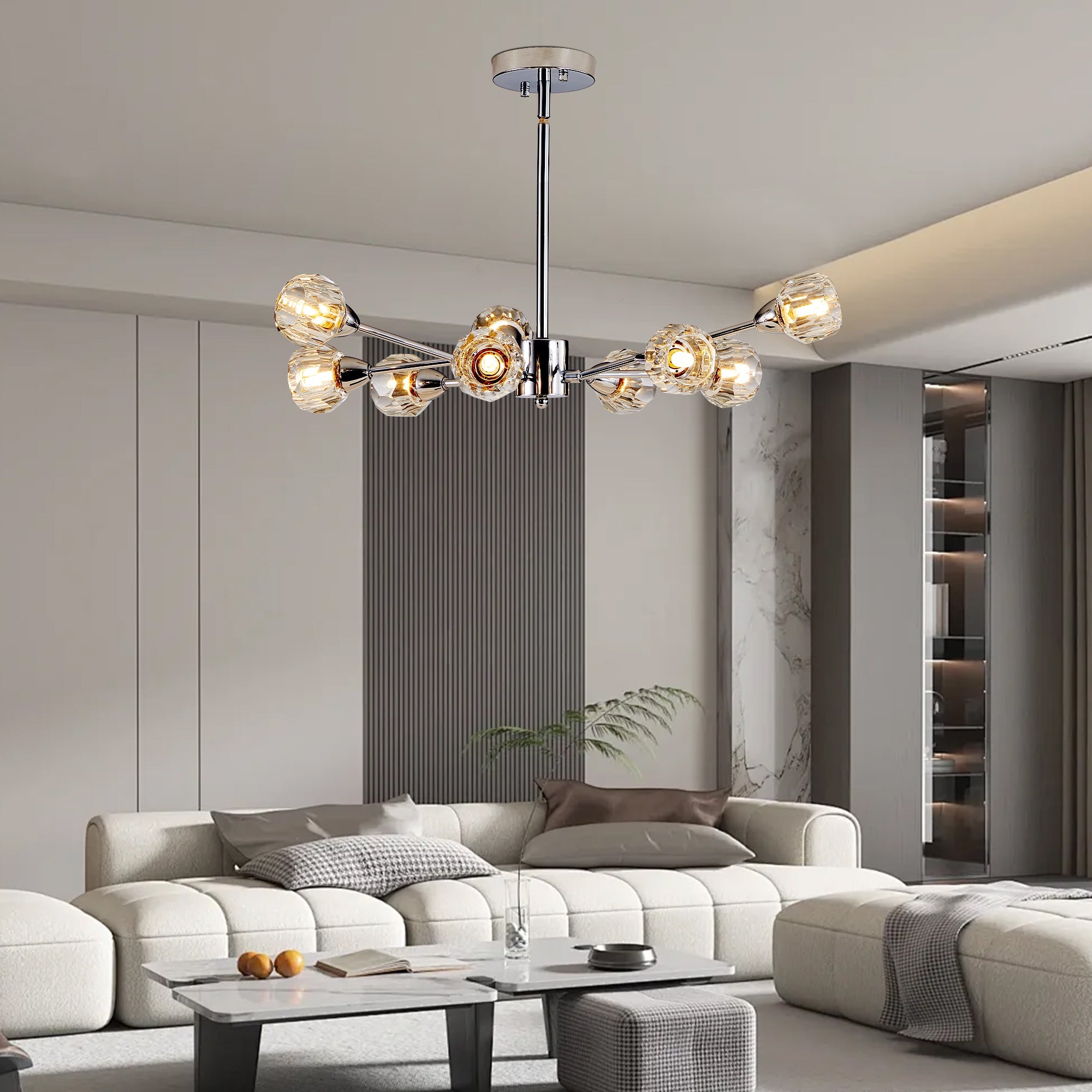 28" Modern Crystal Chandelier -Sophisticated Brilliance &amp; Contemporary Elegance