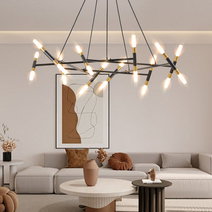 41" Black & Golden Modern Chandelier Light Fixture (Bulb Not Included)