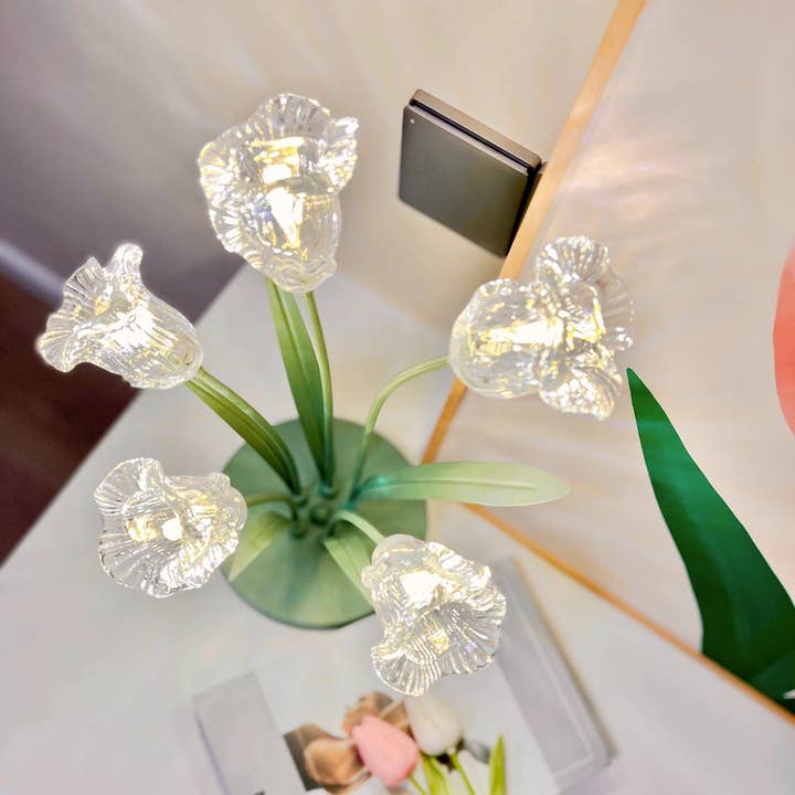 Crystal Bell Orchid Table Lamp