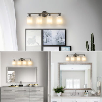 Modern Vanity Bathroom Mirror Light, Frosted White Glass  (Bulb Not Included)