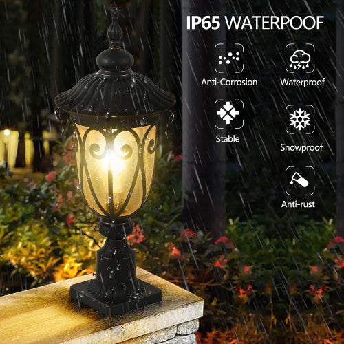 24"(H) 1-pack Vintage Black Outdoor Post Lantern (Bulb Not Included)